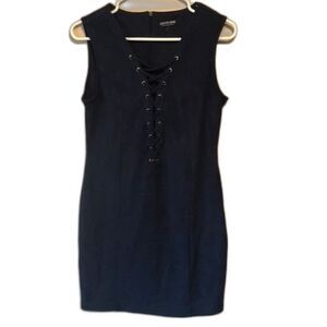 Sexy faux sued lace up front dress